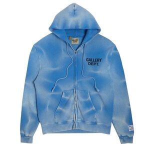 Gallery Dept. Sunfaded English Logo Zip Up Hoodie – Blue, size XL, worn once